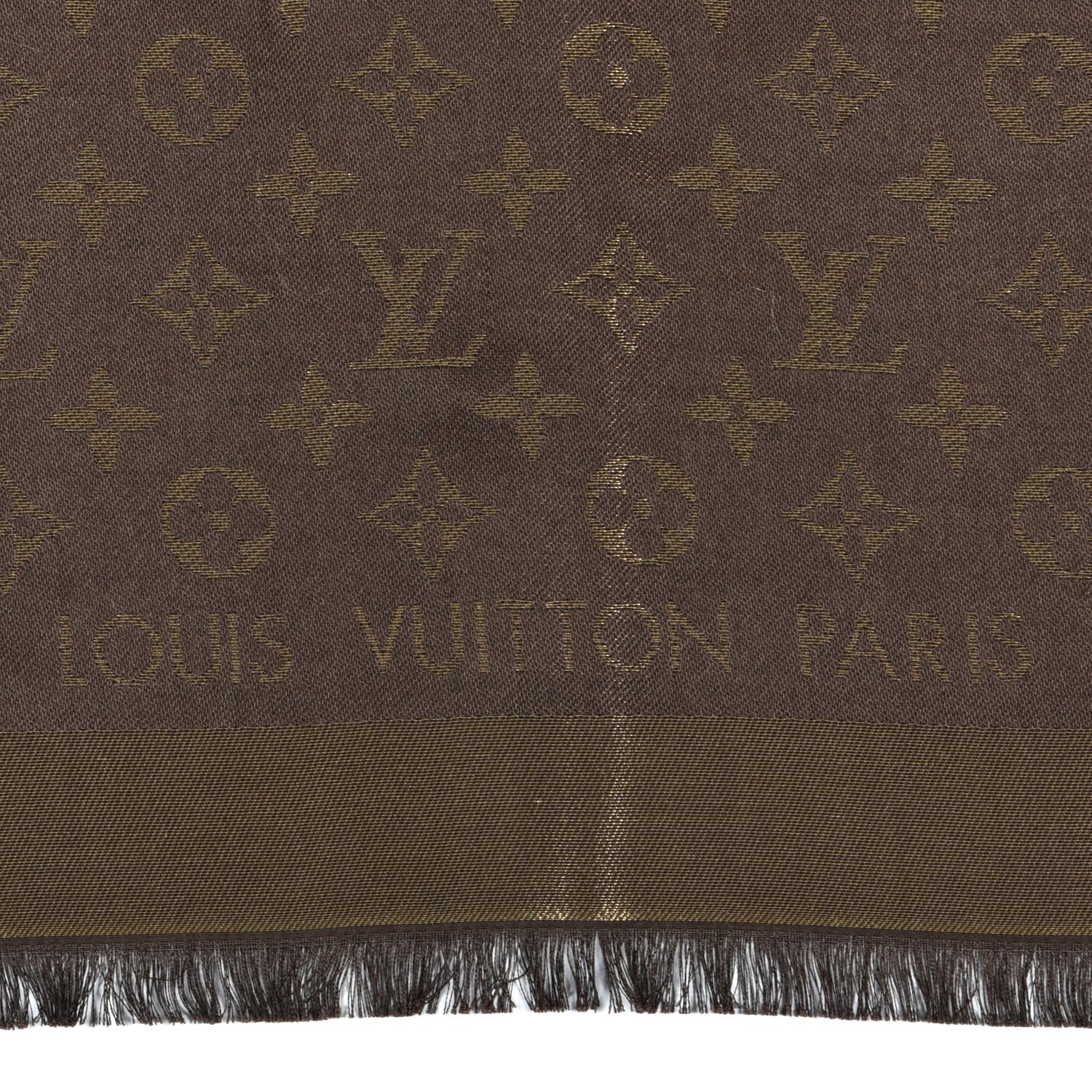 Louis Vuitton Silk Lurex Wool Monogram Shine Shawl Brown 3 of 4
