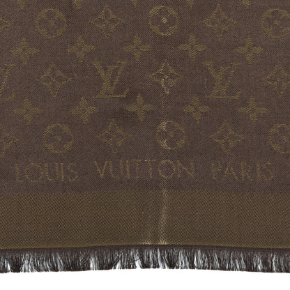 Louis Vuitton Silk Lurex Wool Monogram Shine Shawl Brown 3 of 4