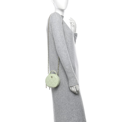 Chanel Caviar Quilted Round Handle With Care Vanity With Chain Light Green 2 of 12