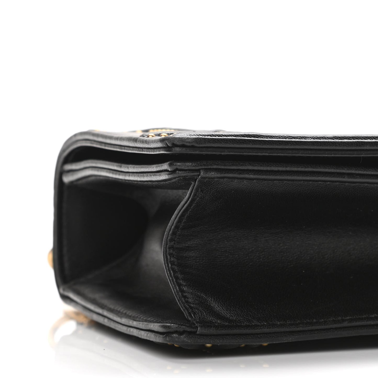 Lambskin Studded Medium Diorama Flap Bag Black