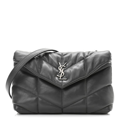 Saint Laurent Lambskin Quilted Toy Loulou Puffer Monogram Chain Satchel Storm 1 of 11