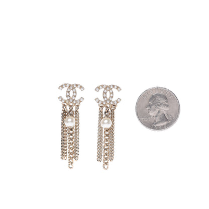 Chanel Pearl CC Dangle Earrings Gold 2 of 4
