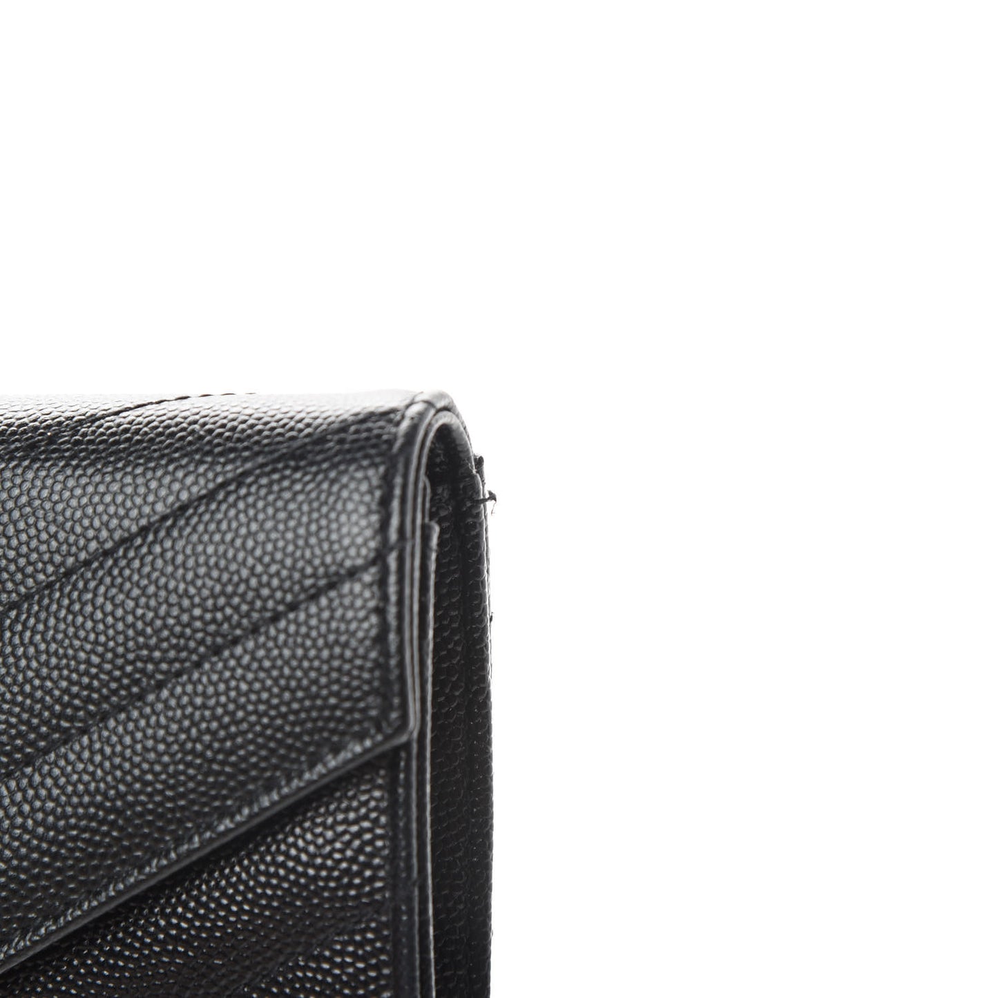 Grain De Poudre Matelasse Chevron Small Monogram Envelope Wallet Black