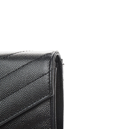 Saint Laurent Grain De Poudre Matelasse Chevron Small Monogram Envelope Wallet Black 8 of 8