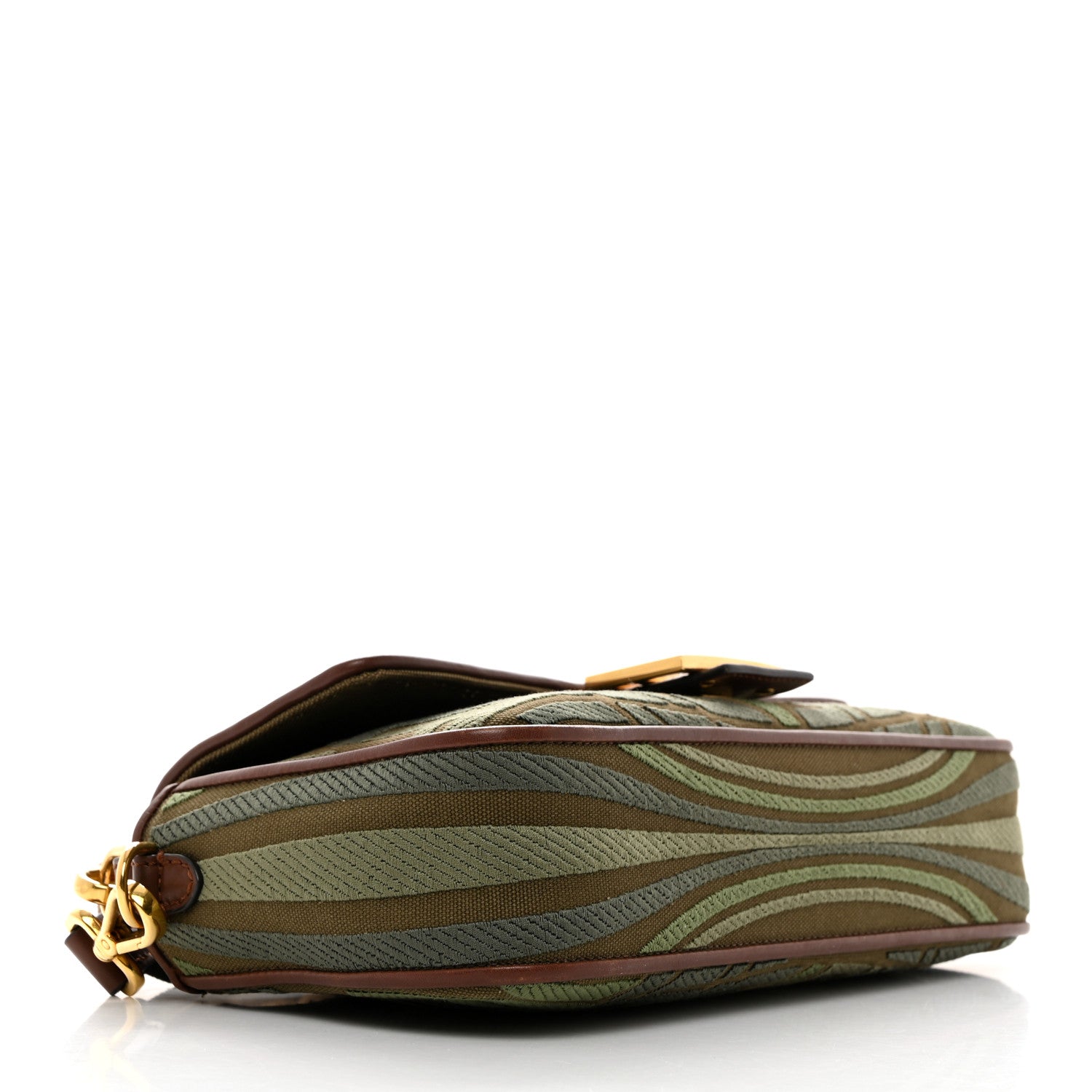 Fendi X SARA COLEMAN Canvas Vitello King FF Fish Eye Embroidered Baguette Amazzonia Ghianda 4 of 12