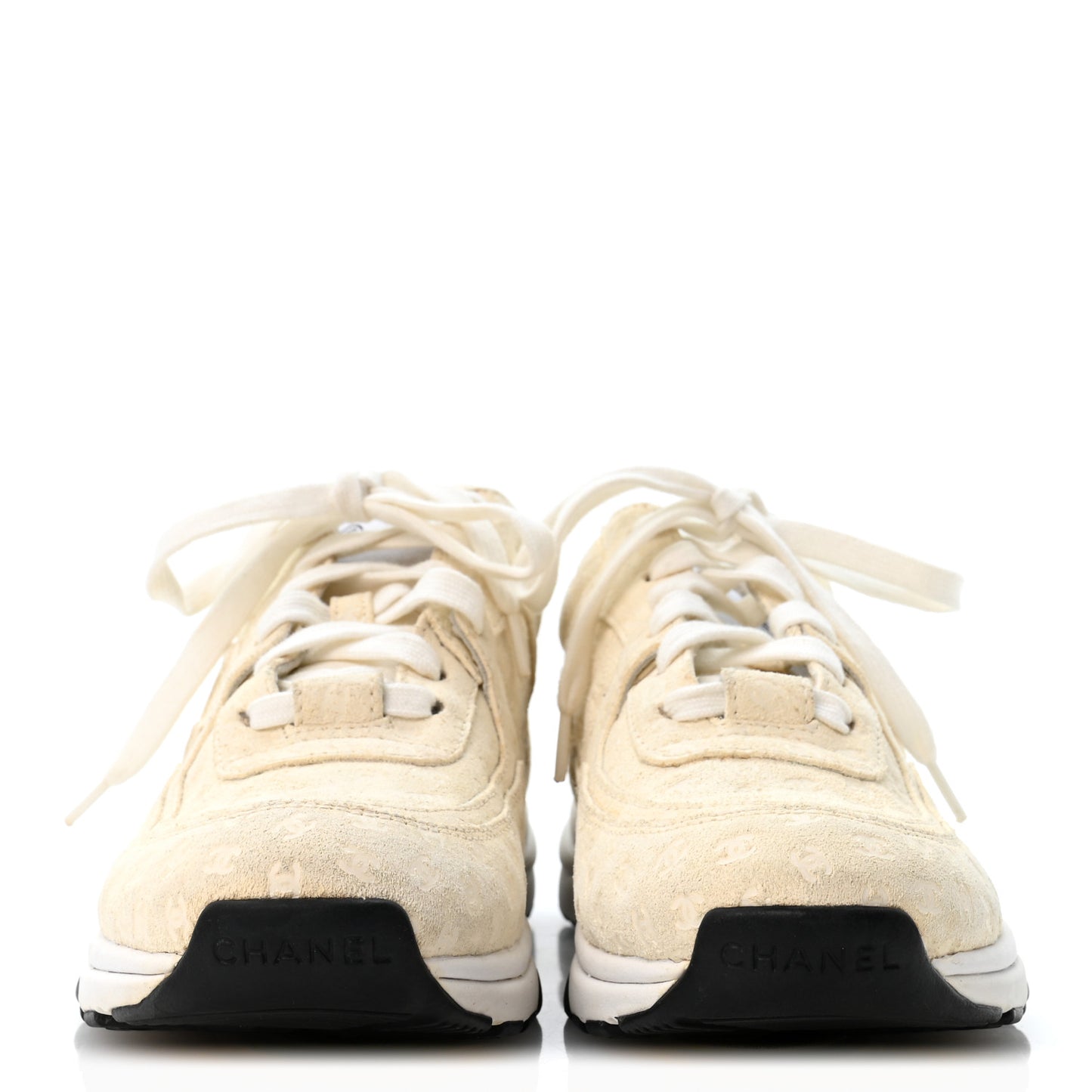 Nylon Suede Calfskin Printed CC Sneakers 37 White