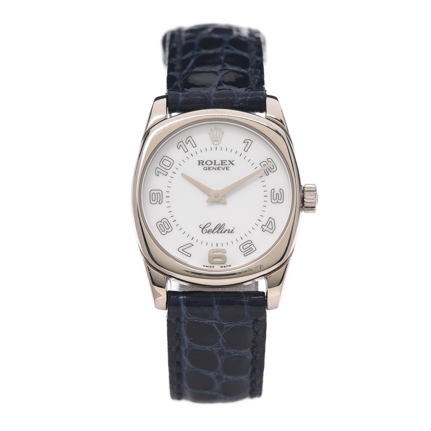 Rolex 18K White Gold Alligator 24mm Cellini Danaos Quartz Watch White 6229 1 of 6