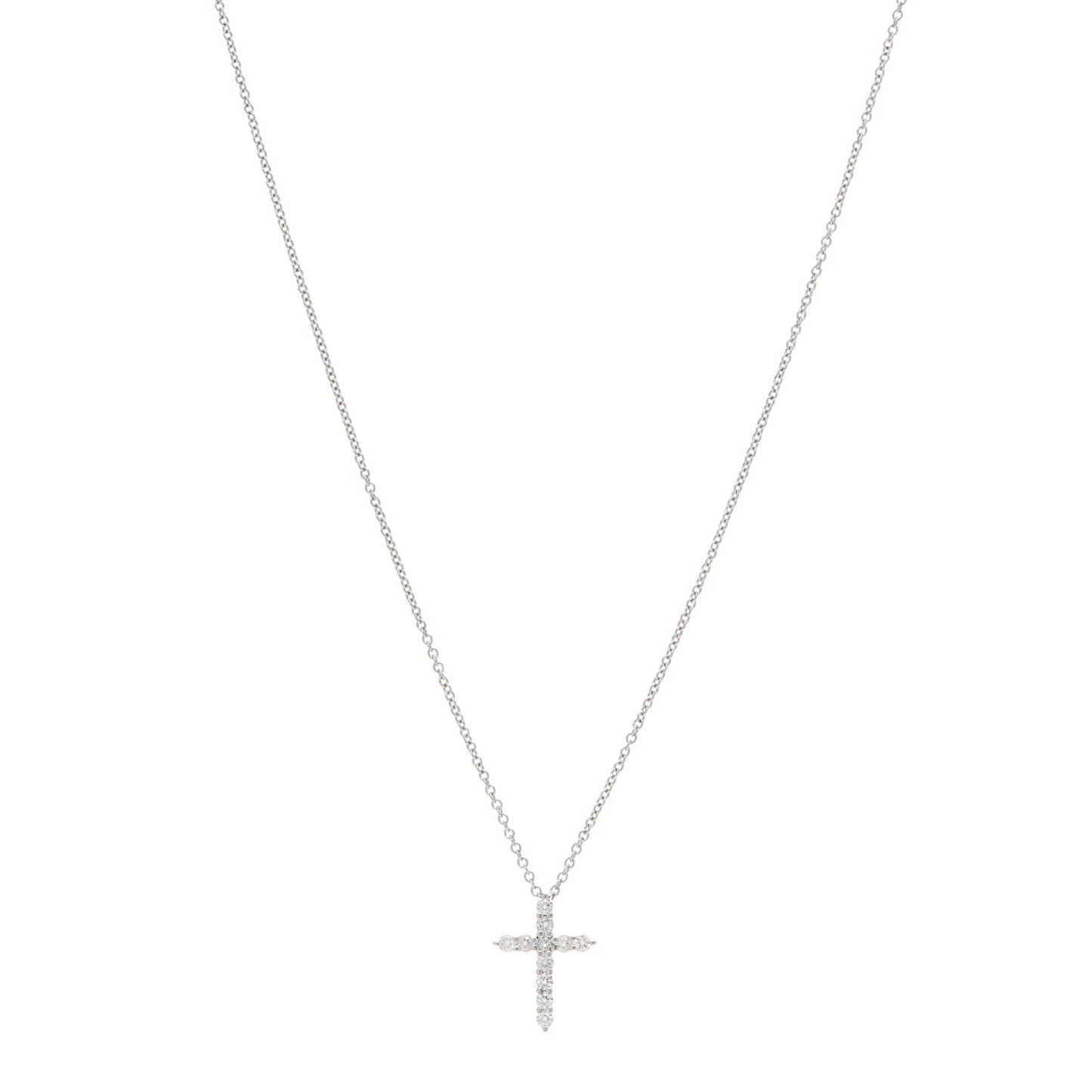 Platinum Diamond Mini Cross Pendant Necklace