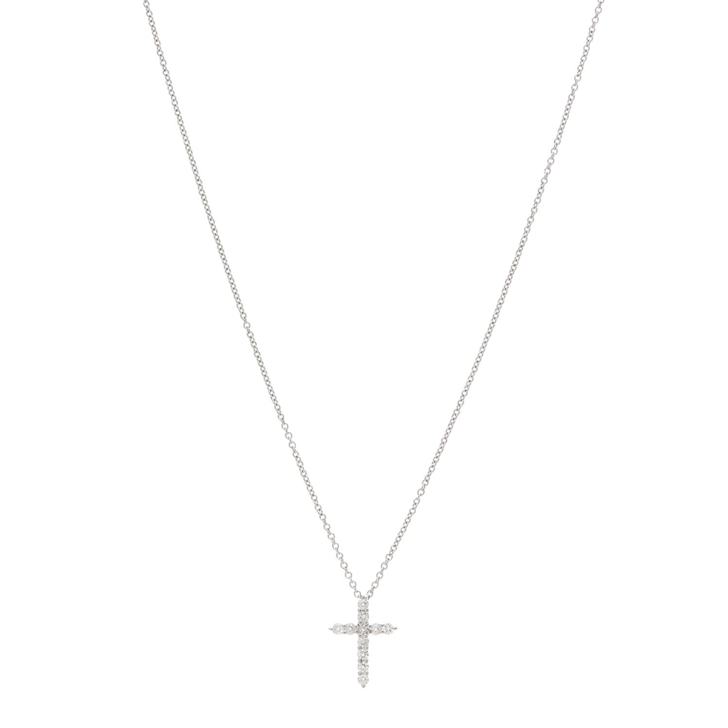 Tiffany Platinum Diamond Mini Cross Pendant Necklace 1 of 5