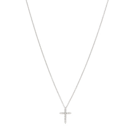 Tiffany Platinum Diamond Mini Cross Pendant Necklace 1 of 5