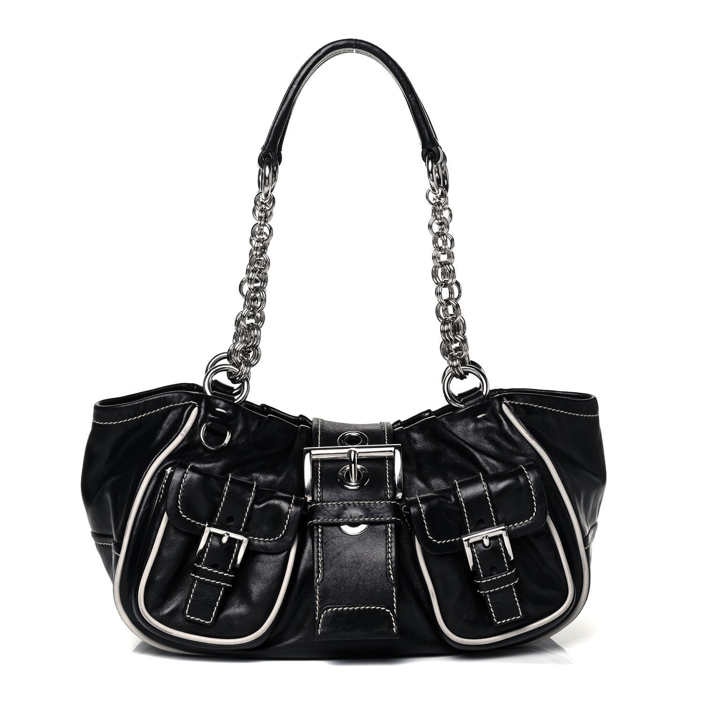 Vitello Daino Front Pocket Hobo Black