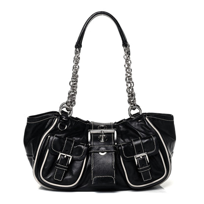 Prada Vitello Daino Front Pocket Hobo Black 1 of 10