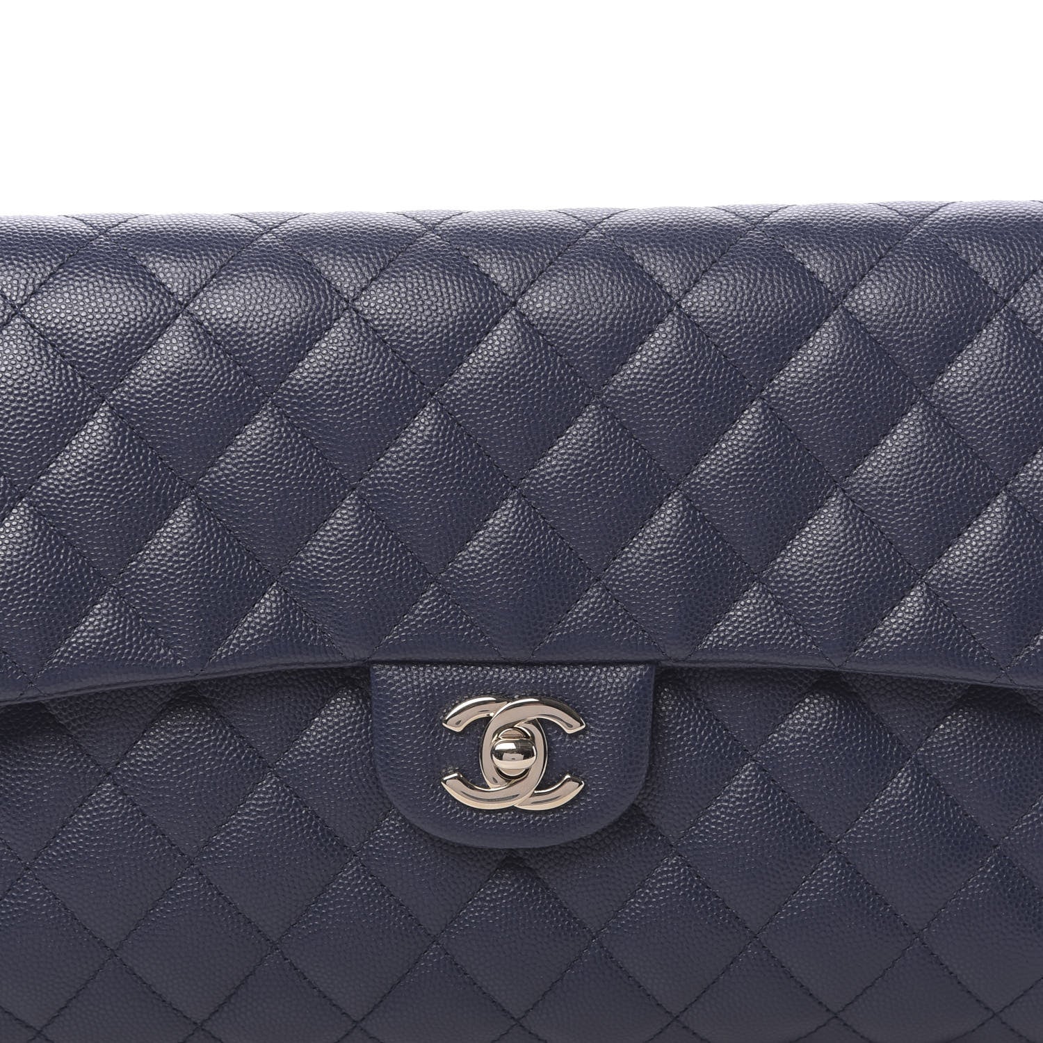 Chanel Caviar Quilted Flap Clutch Navy Blue 10 of 11