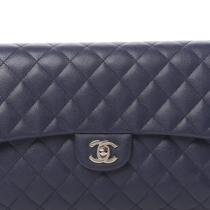 Chanel Caviar Quilted Flap Clutch Navy Blue 10 of 11
