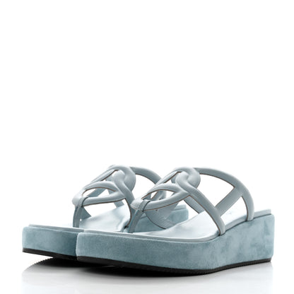 Hermes Nappa Gipsy Sandals 37 Vert D'eau 3 of 9