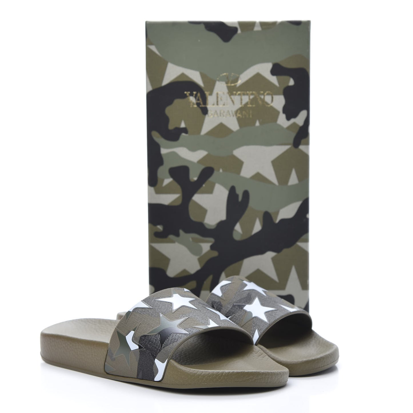 PVC Camustars Slide Sandals 37 Army Green White