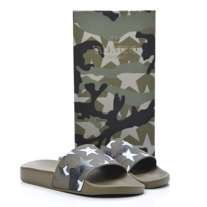 Valentino Garavani PVC Camustars Slide Sandals 37 Army Green White 8 of 8