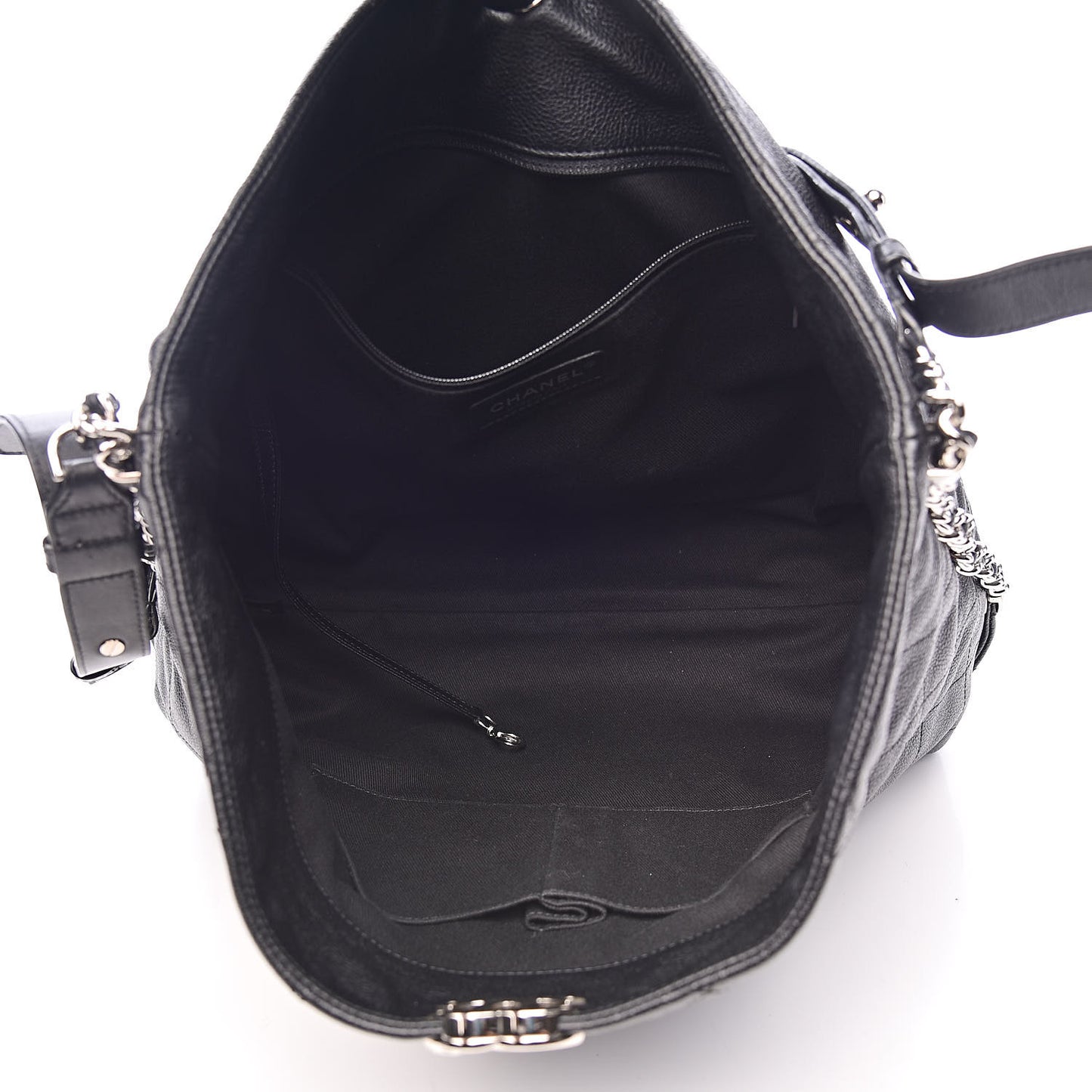 Grained Calfskin Stitched Medium Braided With Style Hobo Black