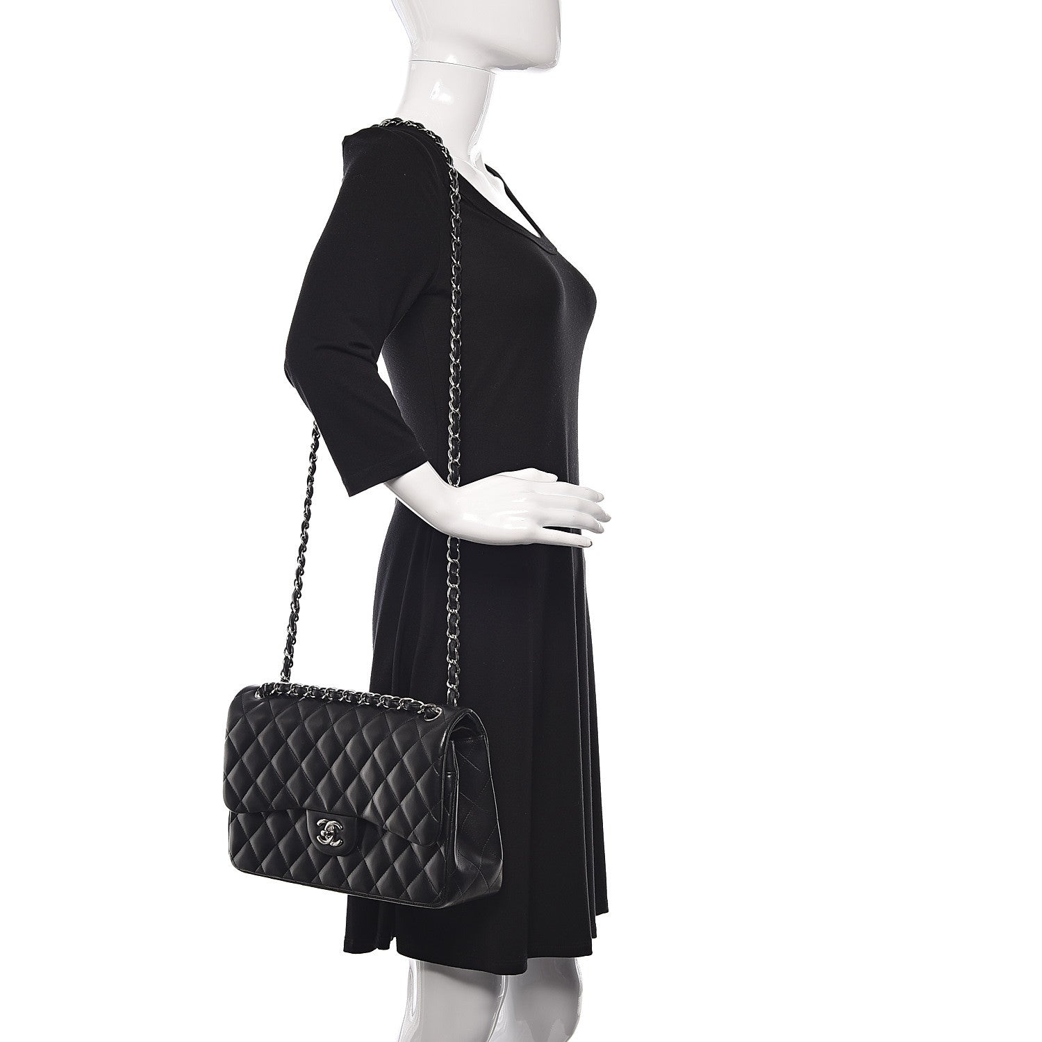 Chanel Lambskin Quilted Jumbo Double Flap Black 3 of 12