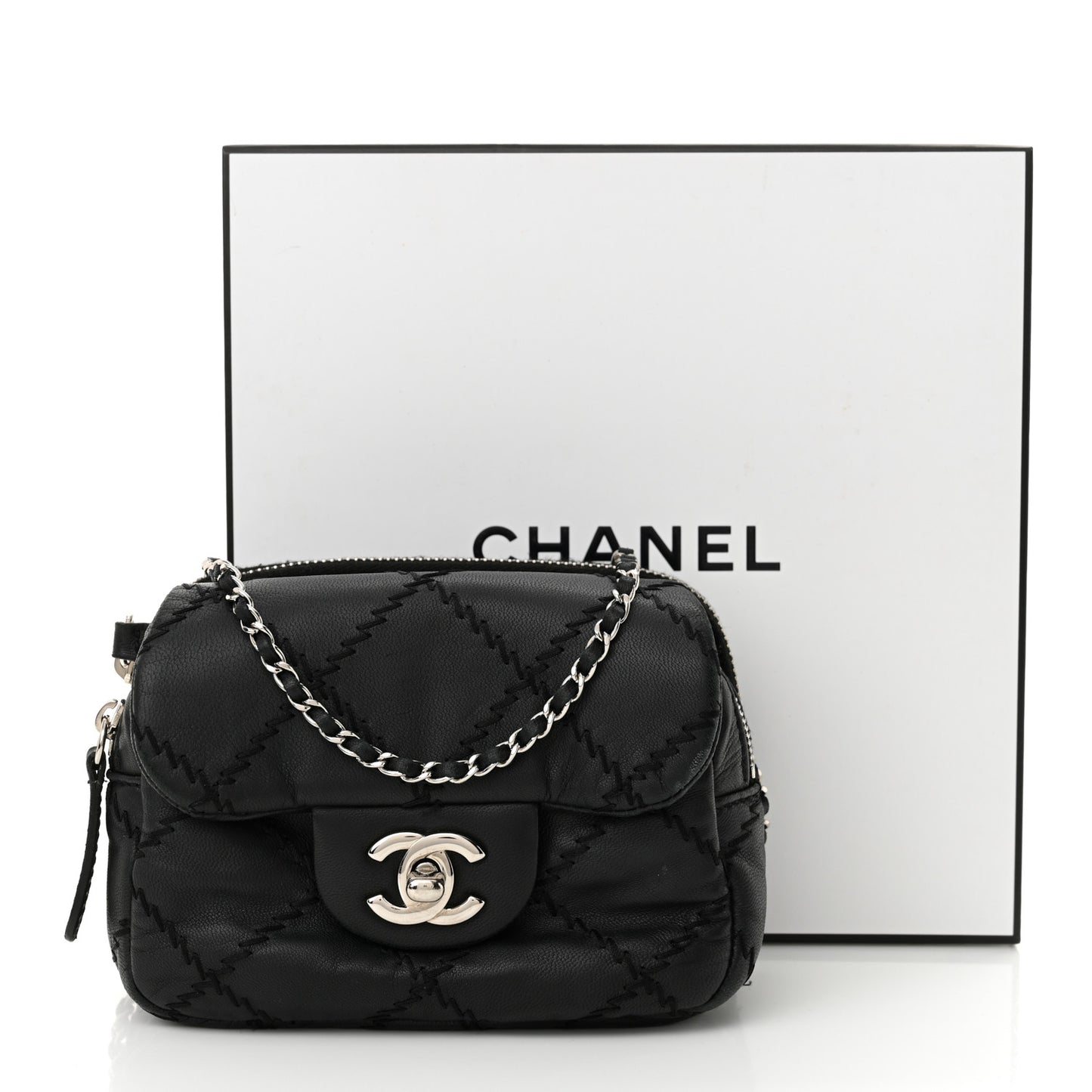 Lambskin Stitched New Mini Flap Black