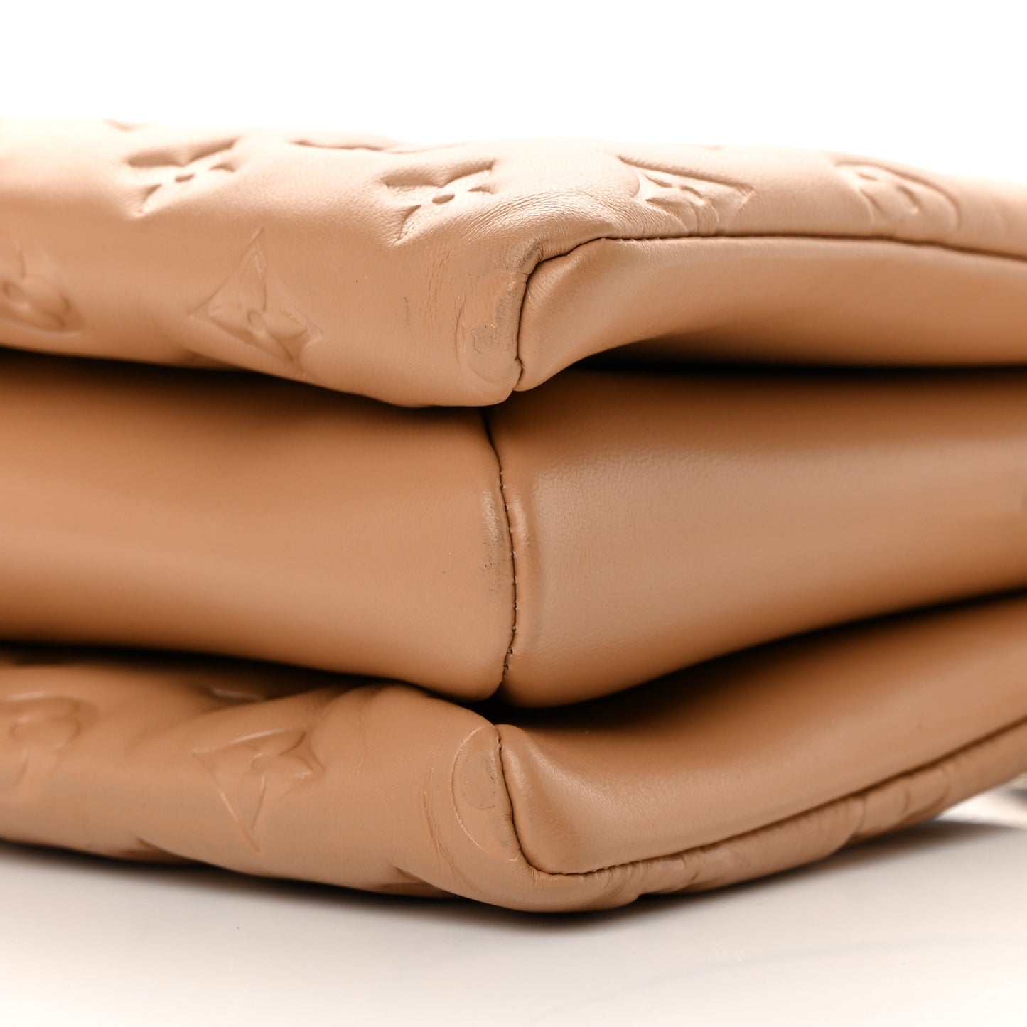 Lambskin Embossed Monogram Coussin PM Camel
