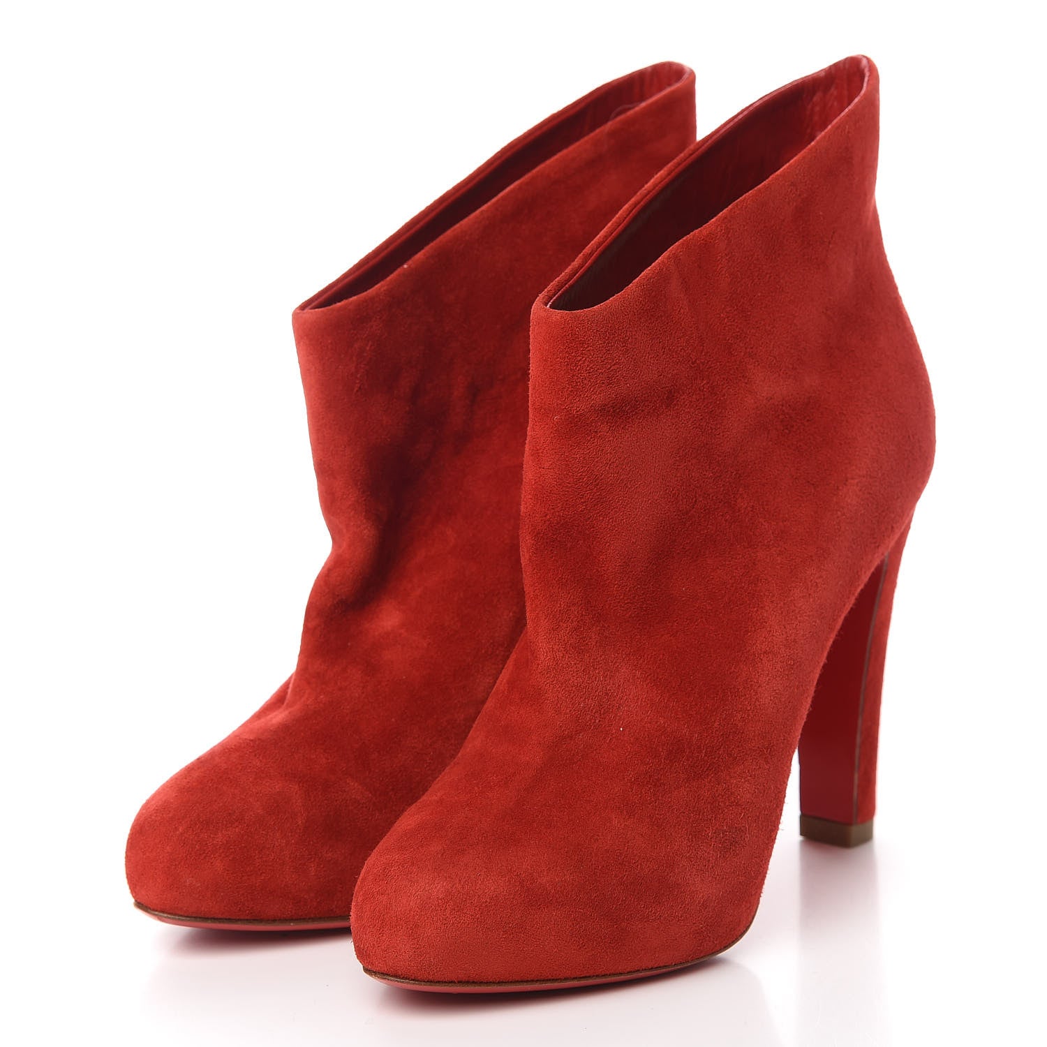 Christian Louboutin Veau Velours Ankle Boots 36 Carmin 3 of 9