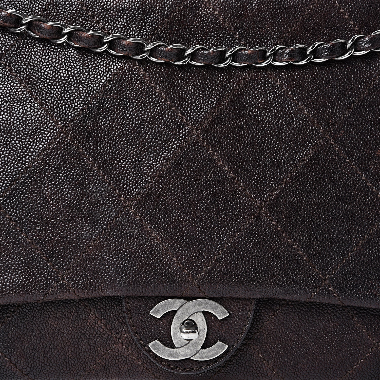 Chanel Caviar Outdoor Ligne Flap Dark Brown 7 of 15