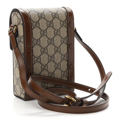 Gucci GG Supreme Monogram Mini Horsebit 1955 Crossbody Bag Beige Brown Sugar 3 of 10