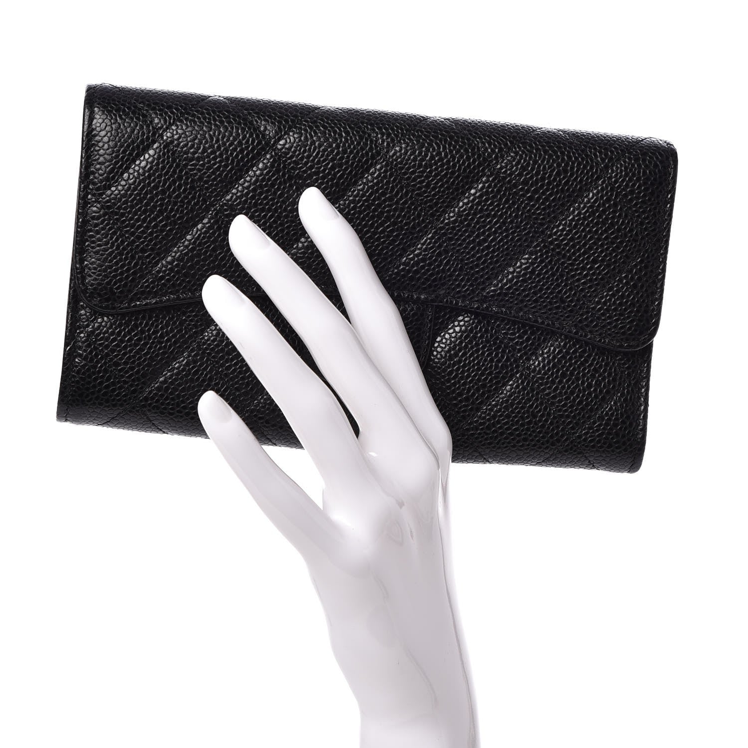 Chanel Caviar Quilted Long Flap Wallet Black 2 of 9