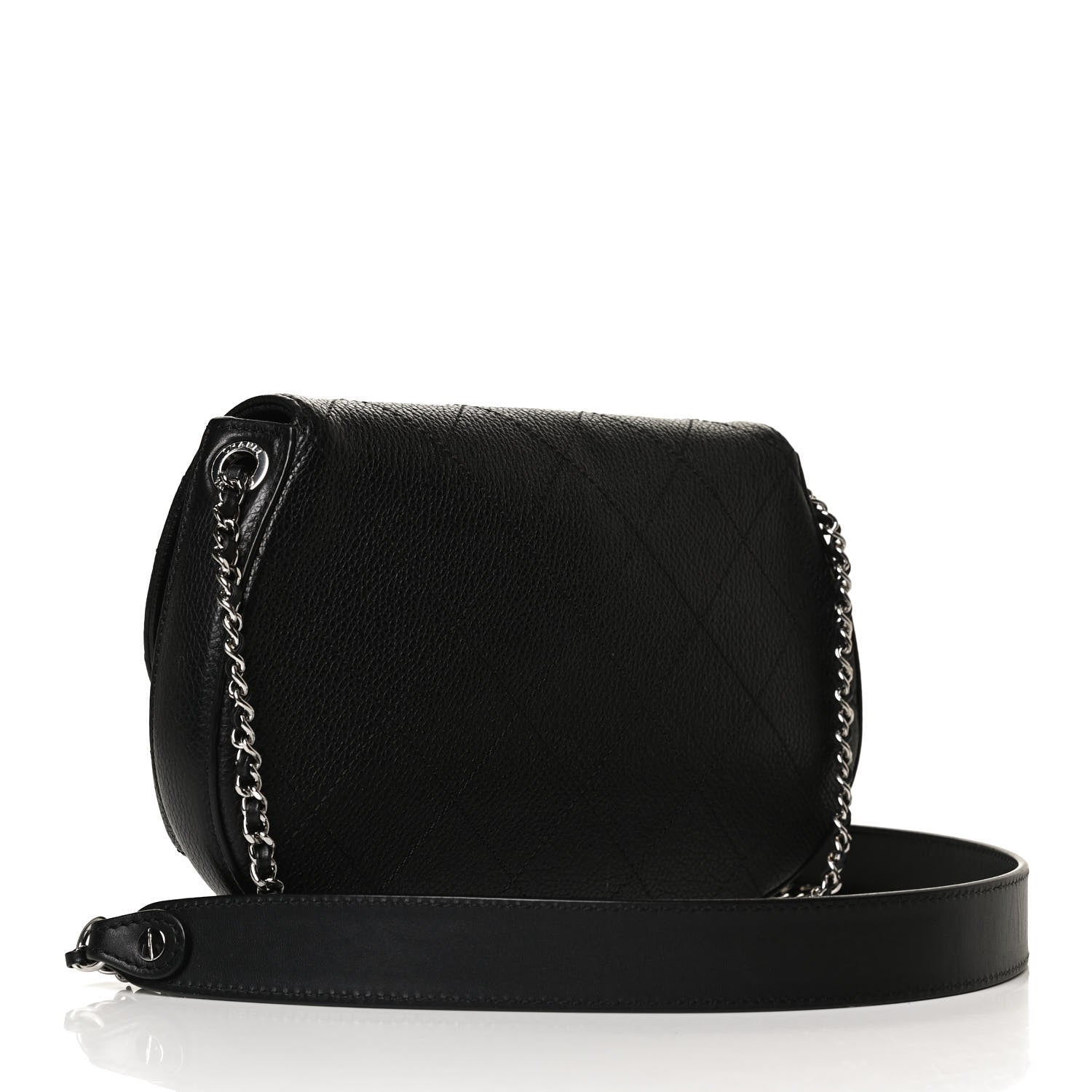 Chanel Grained Calfskin Stitched Messenger Flap Bag Black 3 of 13