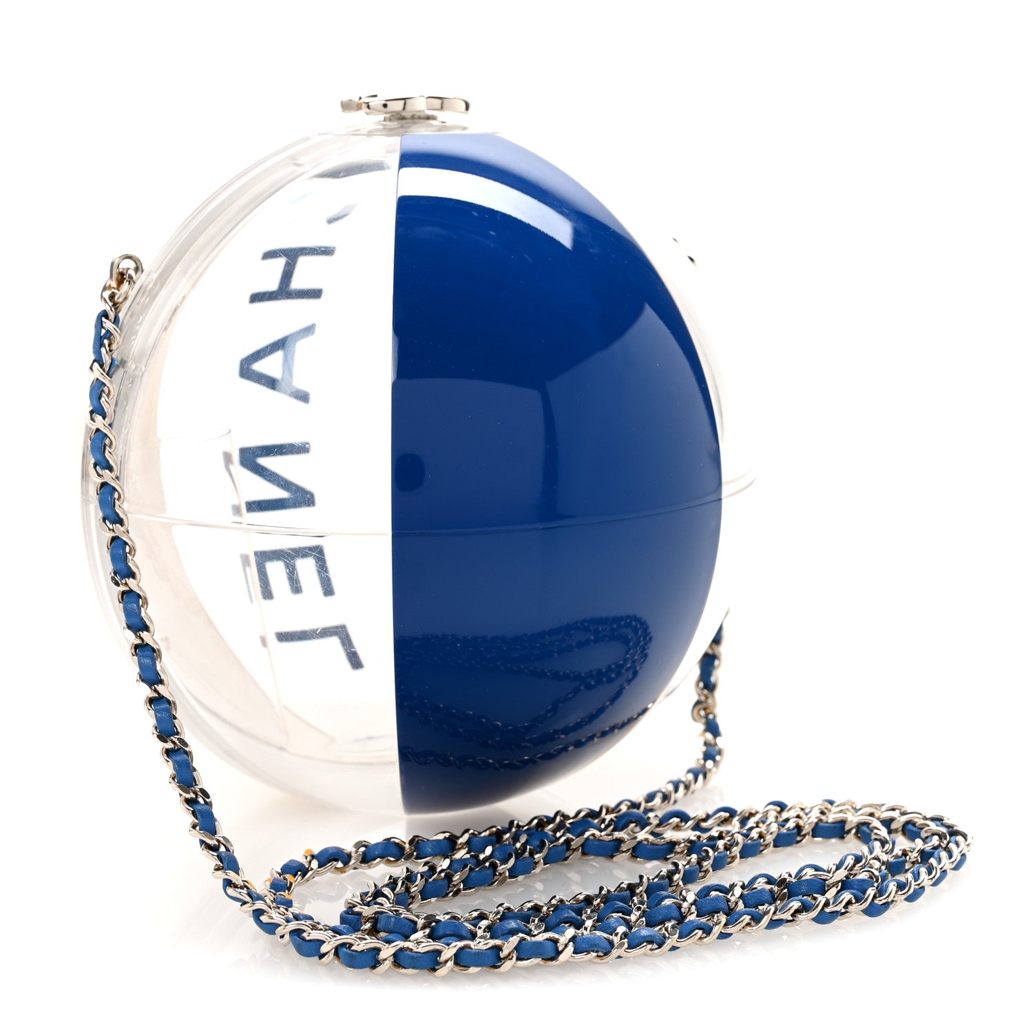 Chanel Plexiglass Coco Beach Ball Minaudiere Clutch Yellow White Blue 3 of 8
