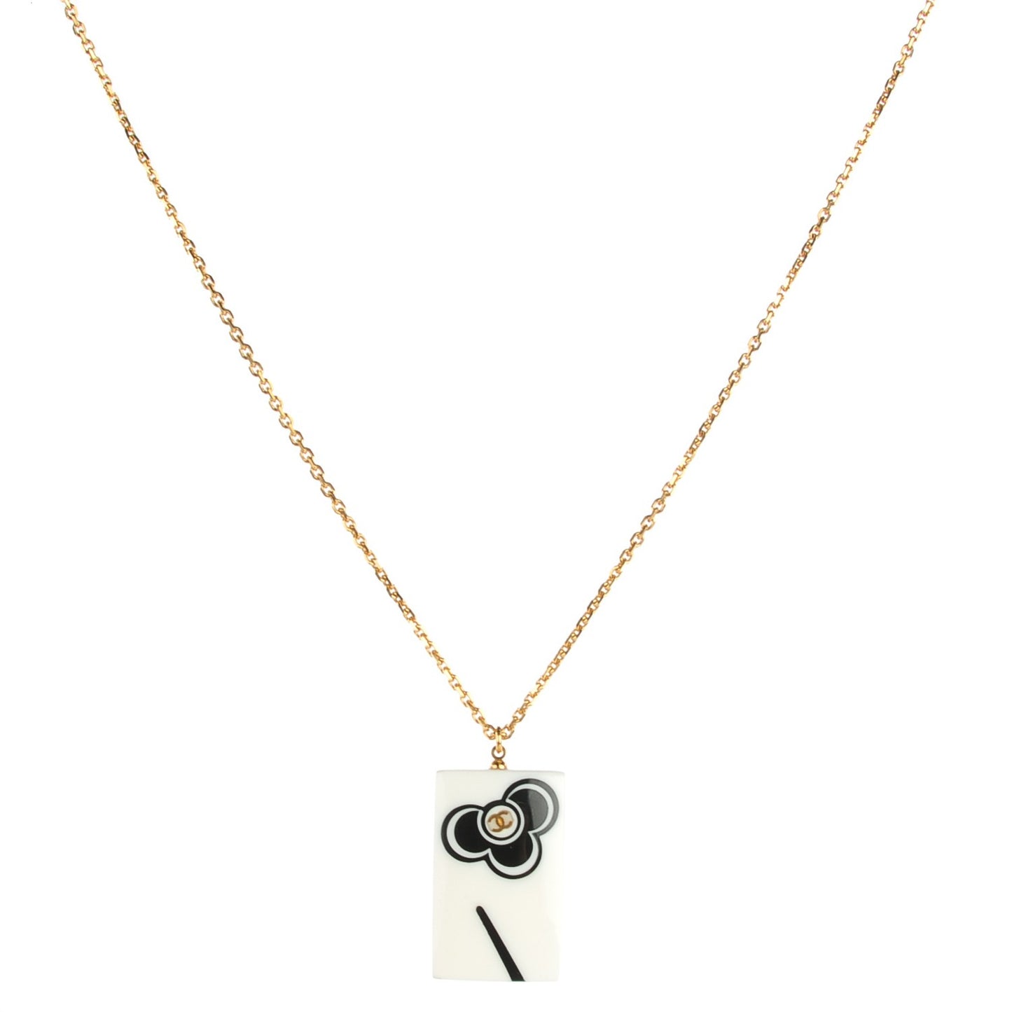 Resin CC Pendant Necklace White Gold