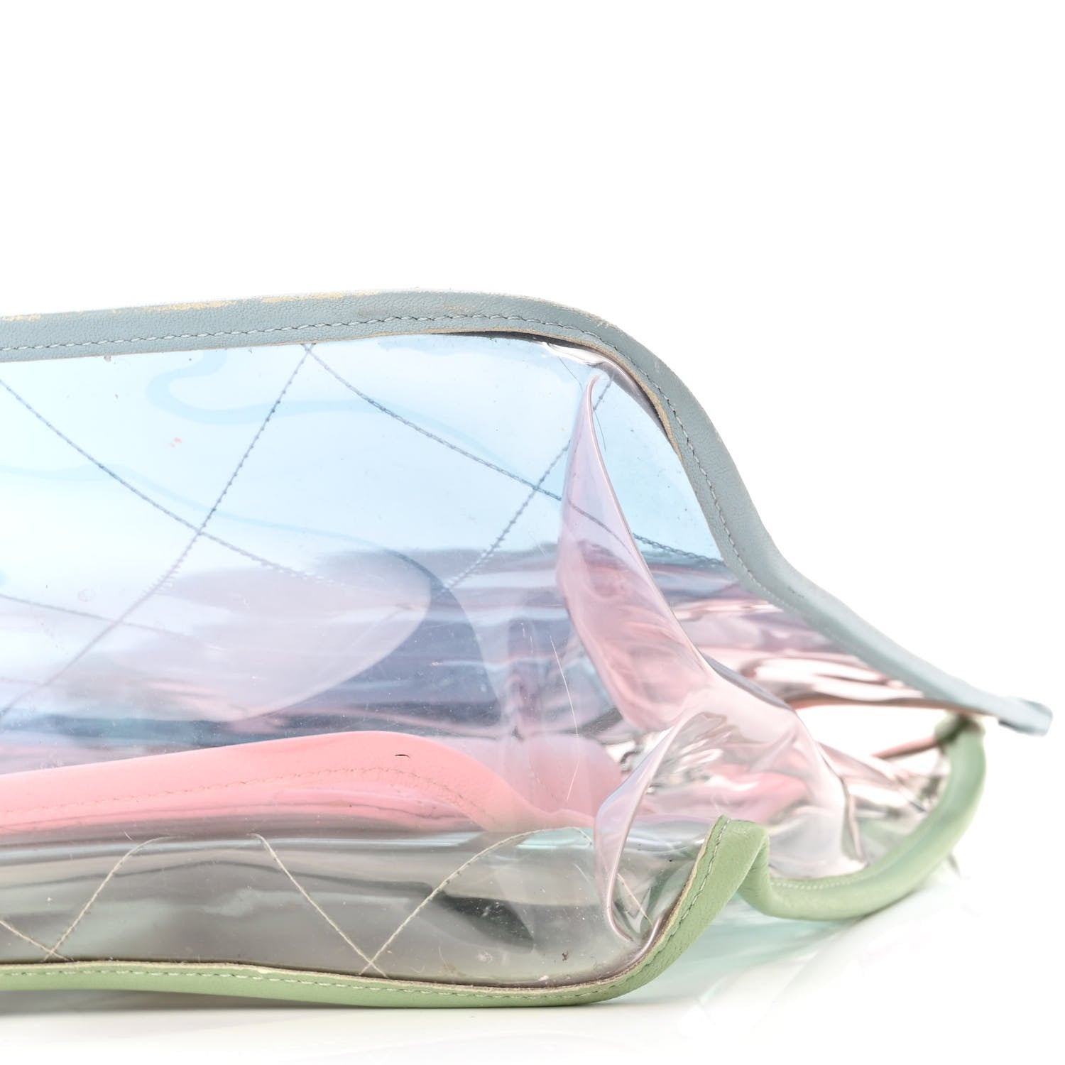 Chanel PVC Lambskin Stitched Medium Coco Splash Shopping Bag Blue Green Pink 9 of 11
