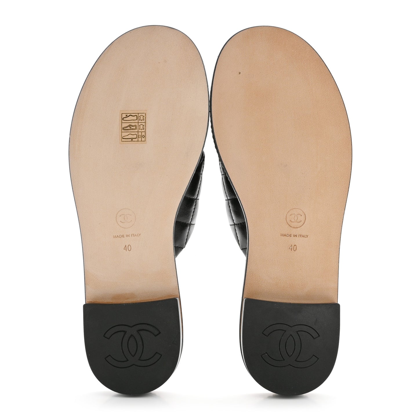 Lambskin Quilted Chain CC Sandals 40 Black