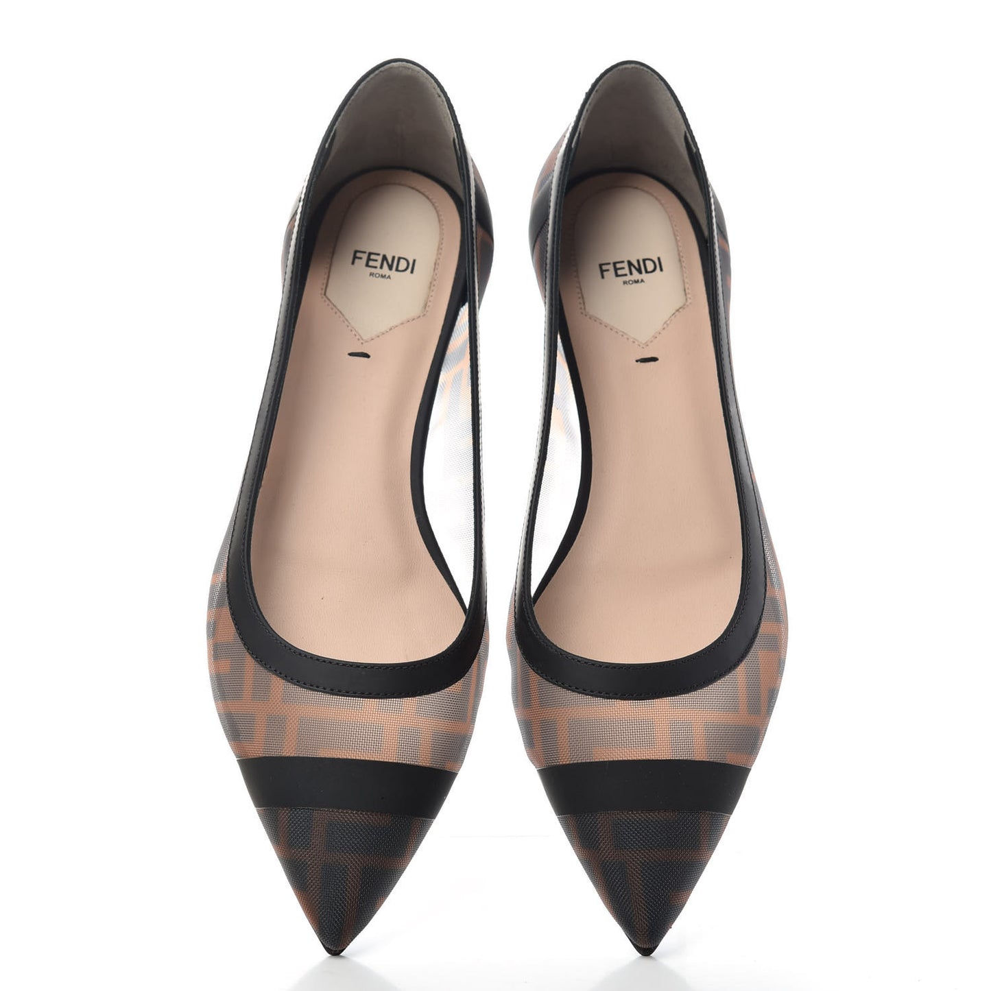 Mesh FF Skimmer Ballerina Flats 39 Tobacco Moro Black