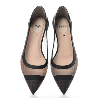 Fendi Mesh FF Skimmer Ballerina Flats 39 Tobacco Moro Black 5 of 10