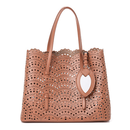 Alaia Calfskin Vienne Wave Mina 32 Bag Tan Clair 1 of 9