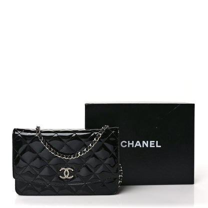 Chanel Patent Quilted Brilliant Wallet On Chain WOC Black 10 of 10