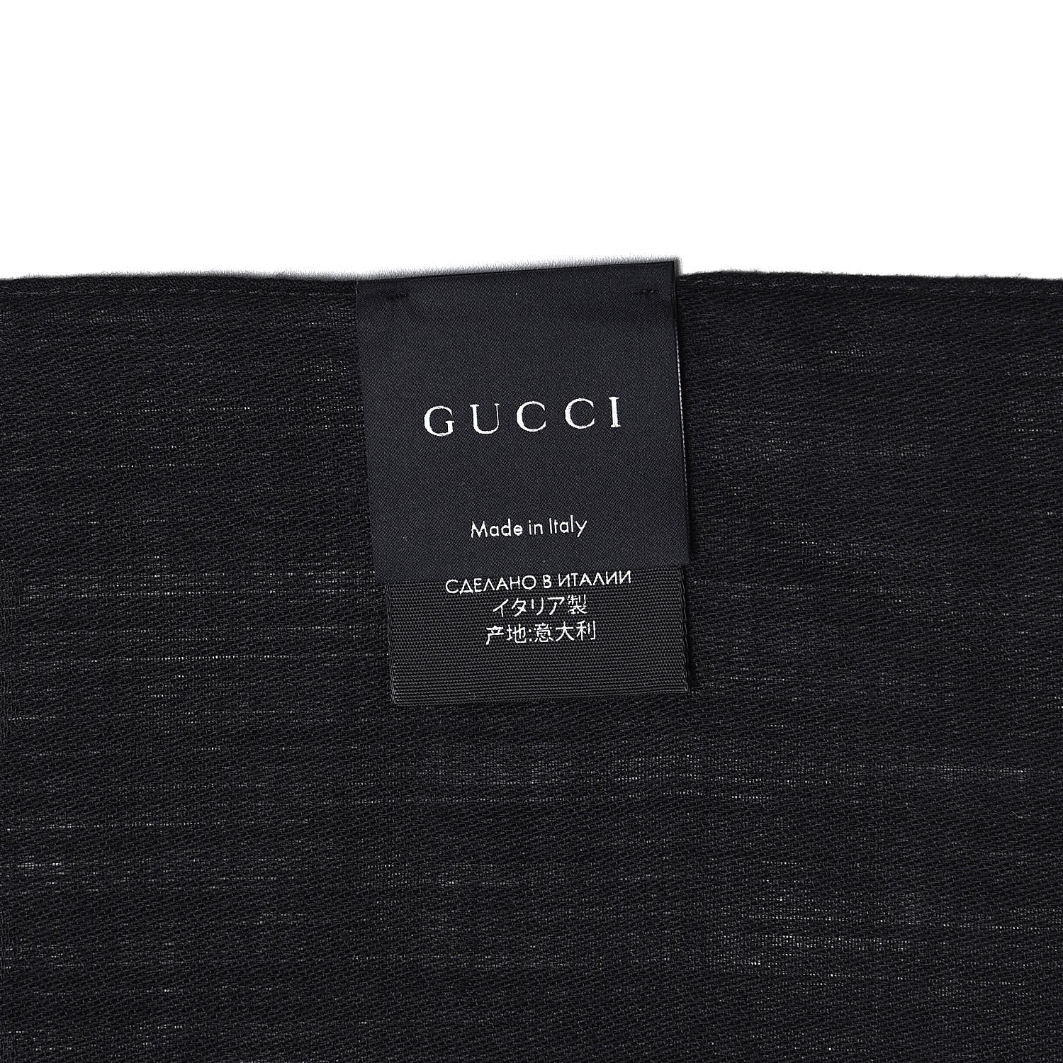 Gucci Wool Silk GG Monogram GGNat Scarf Black 7 of 7