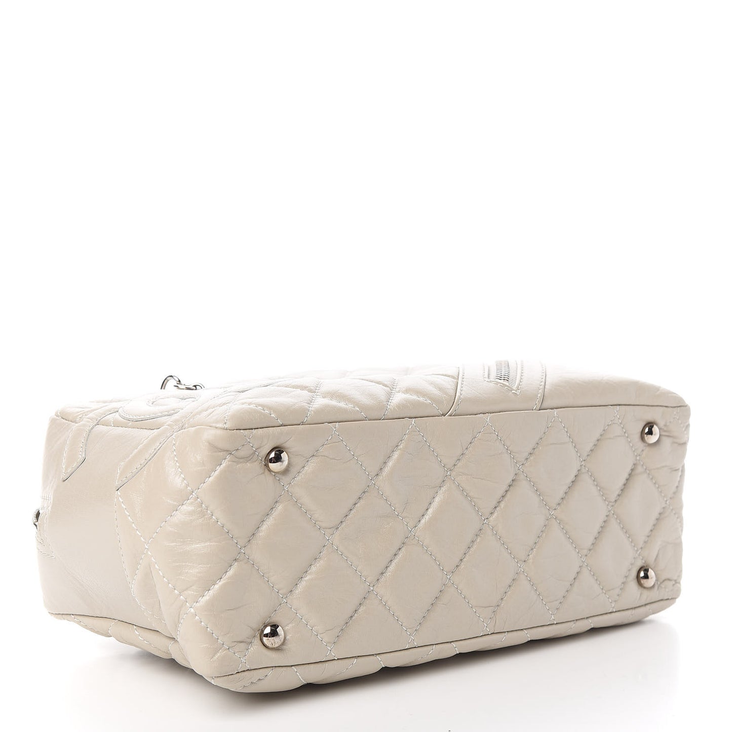Aged Calfskin Quilted Cotton Club Bowler Pearl