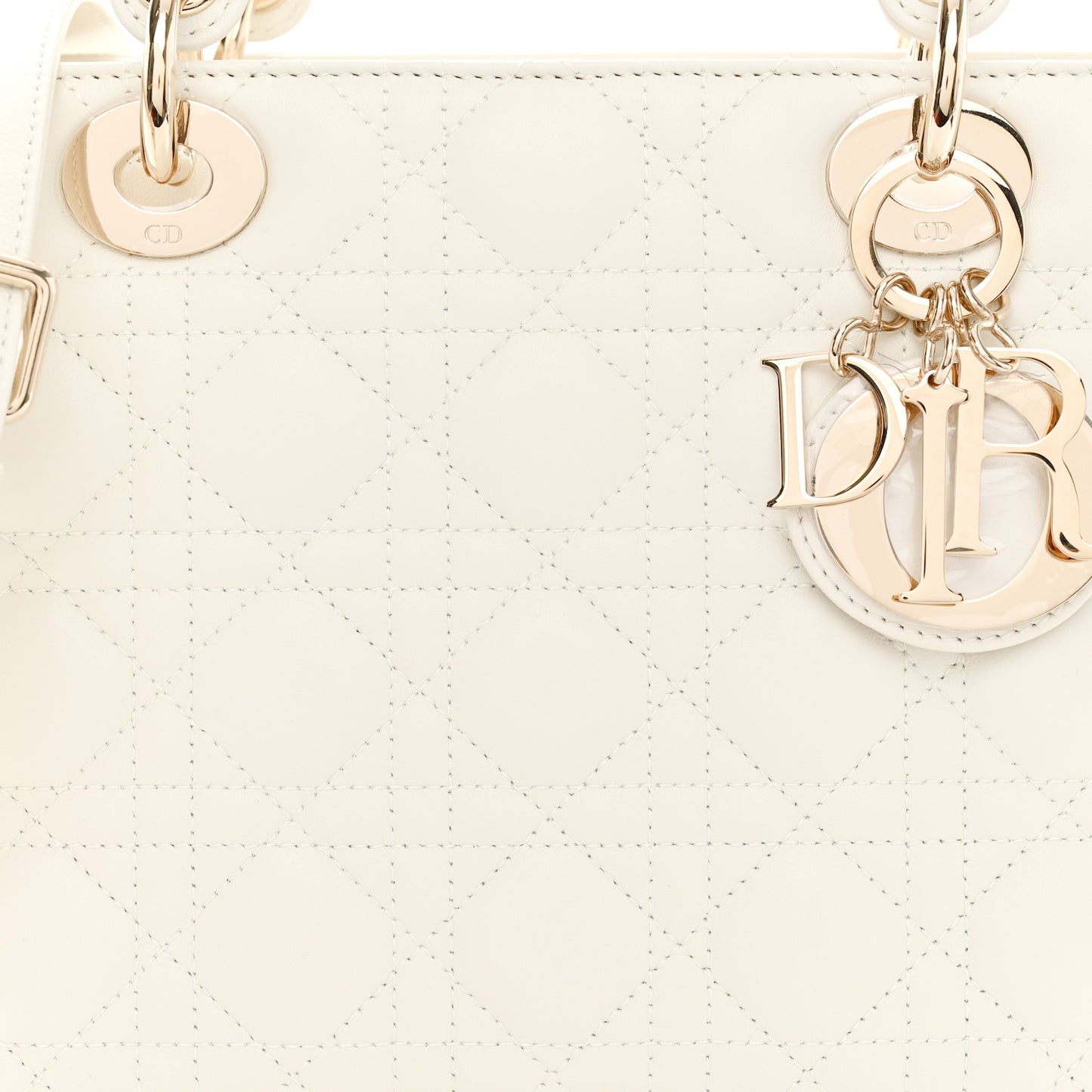 Lambskin Cannage Medium Lady Dior White