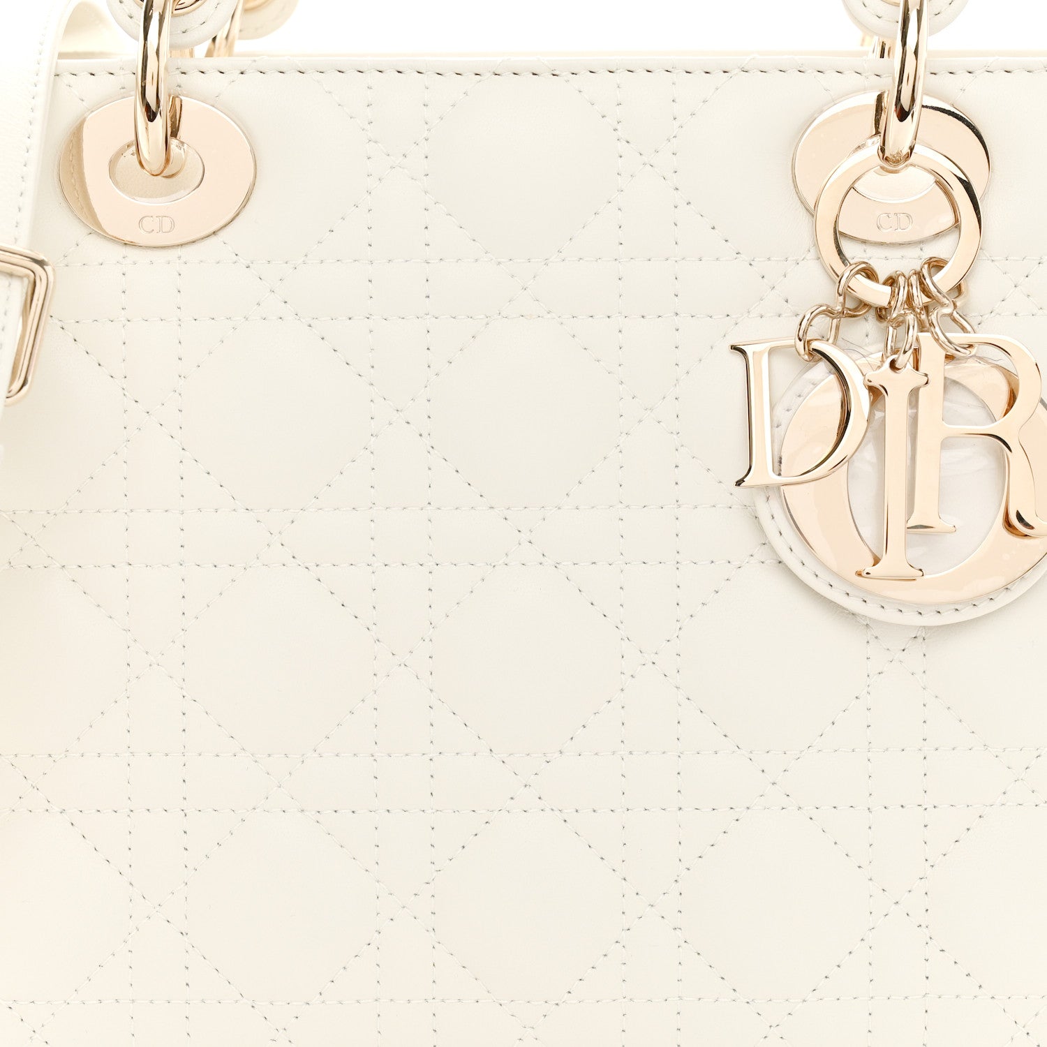 Christian Dior Lambskin Cannage Medium Lady Dior White 8 of 12