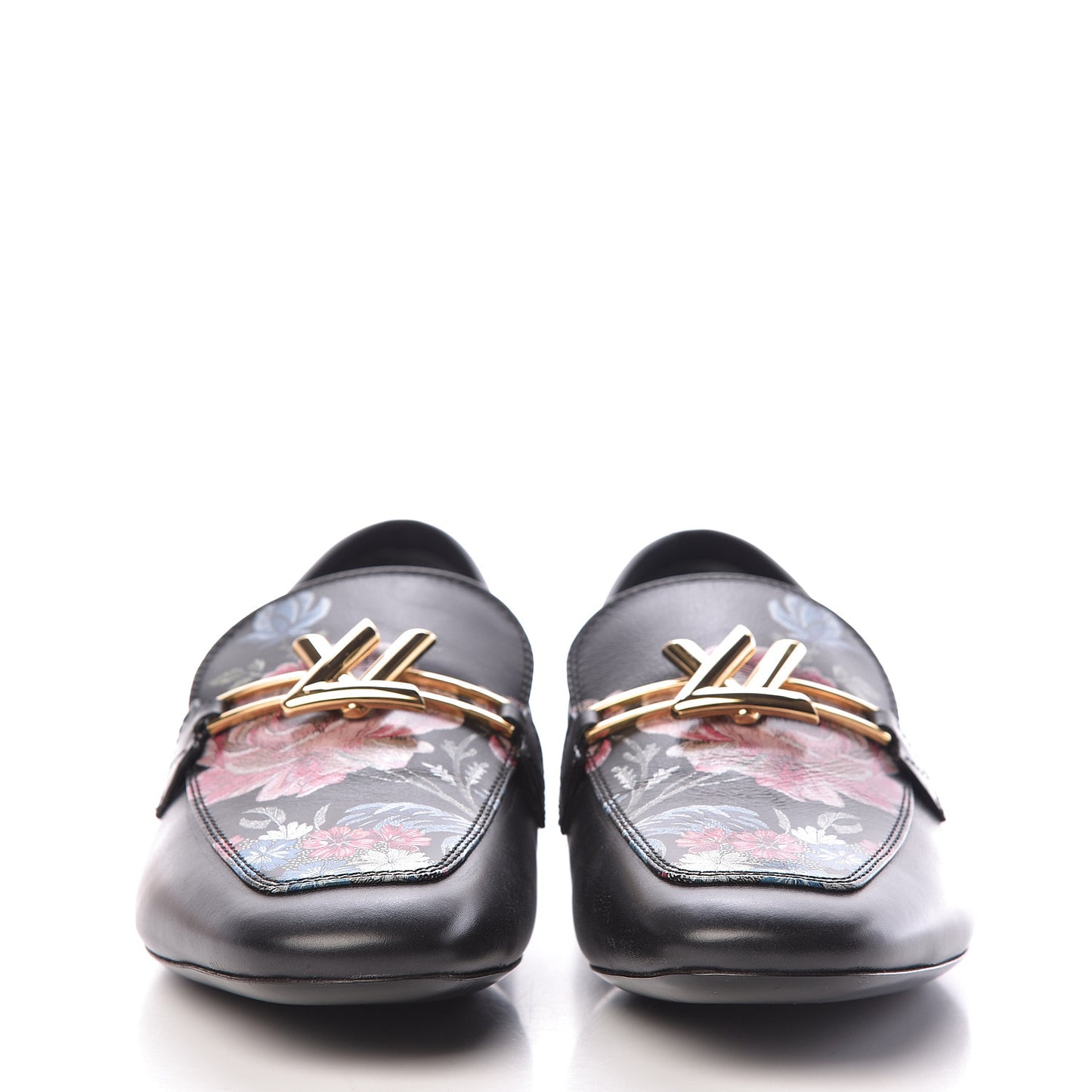 Calfskin Flowers Upper Case Flat Loafer 37 Black Multicolor