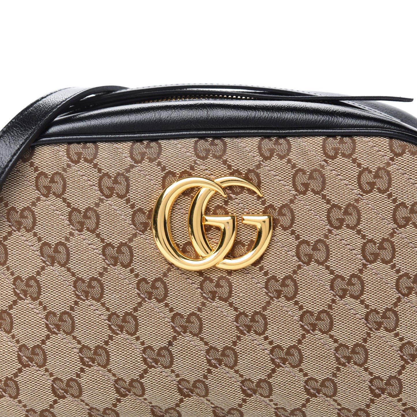 Monogram Matelasse Diagonal Small GG Marmont Chain Shoulder Bag Beige Black