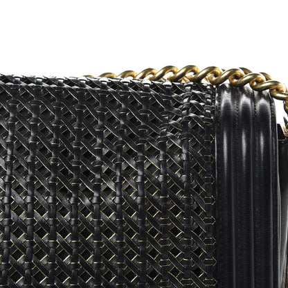 Chanel Braided Sheepskin Large Boy Reverso Flap Black 9 of 13