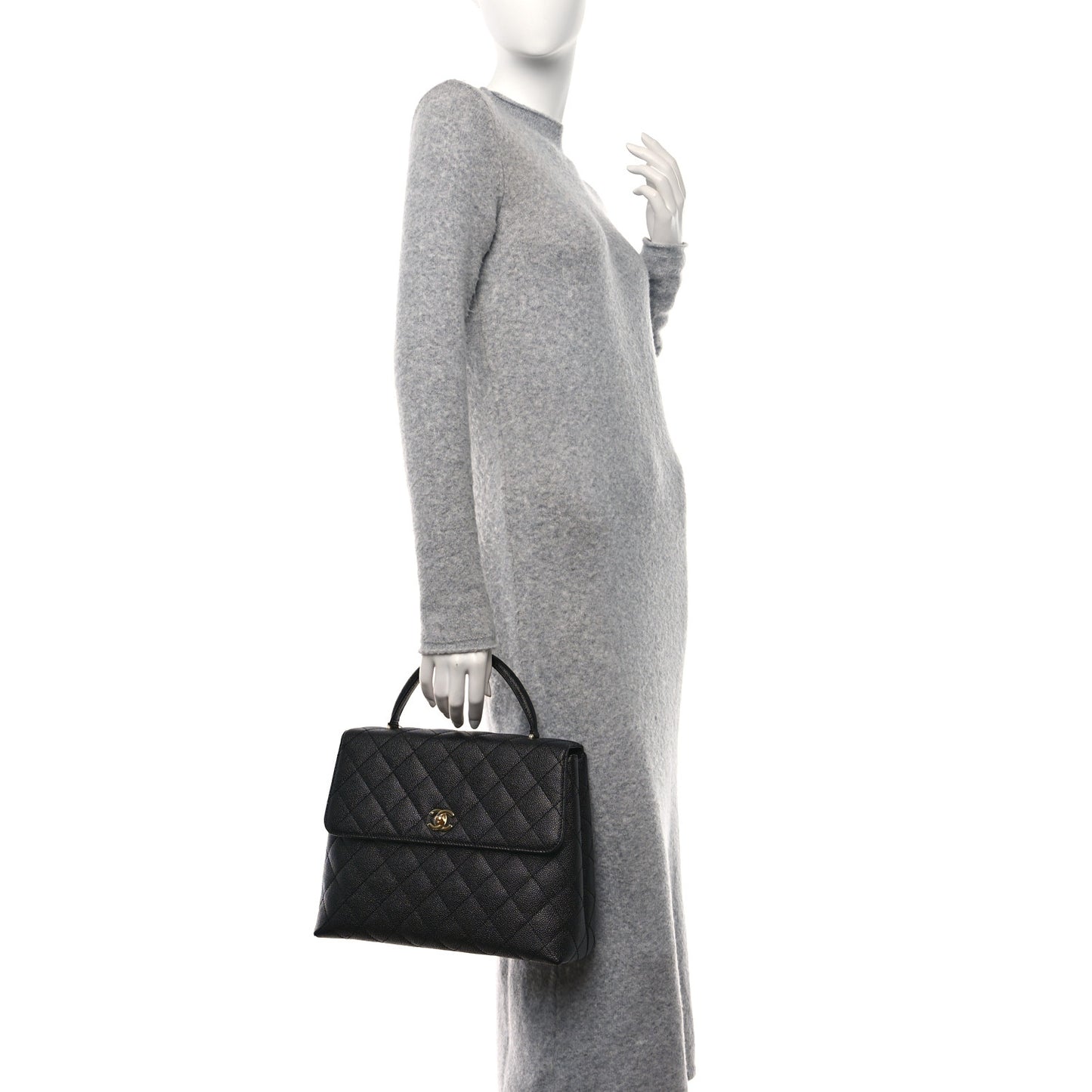 Caviar Quilted Jumbo Kelly Flap Black