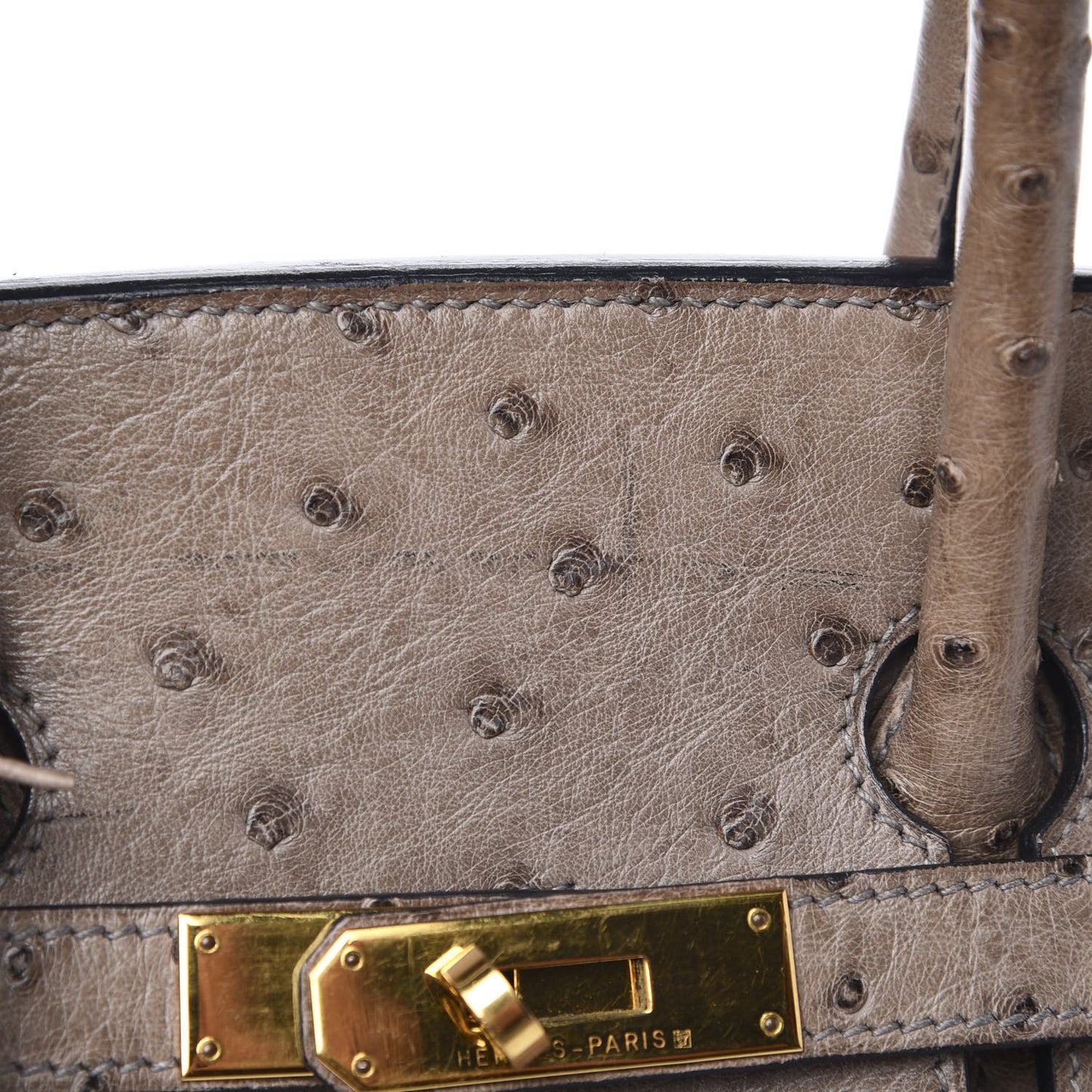 Ostrich Birkin 35 Gris Tourterelle