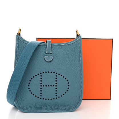 Hermes Taurillon Clemence Evelyne TPM New Blue Jean 11 of 11