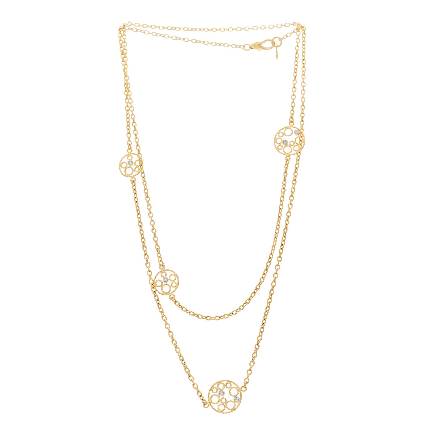Roberto Coin 18K Yellow Gold Diamond Bollicine Station Necklace 3 of 5
