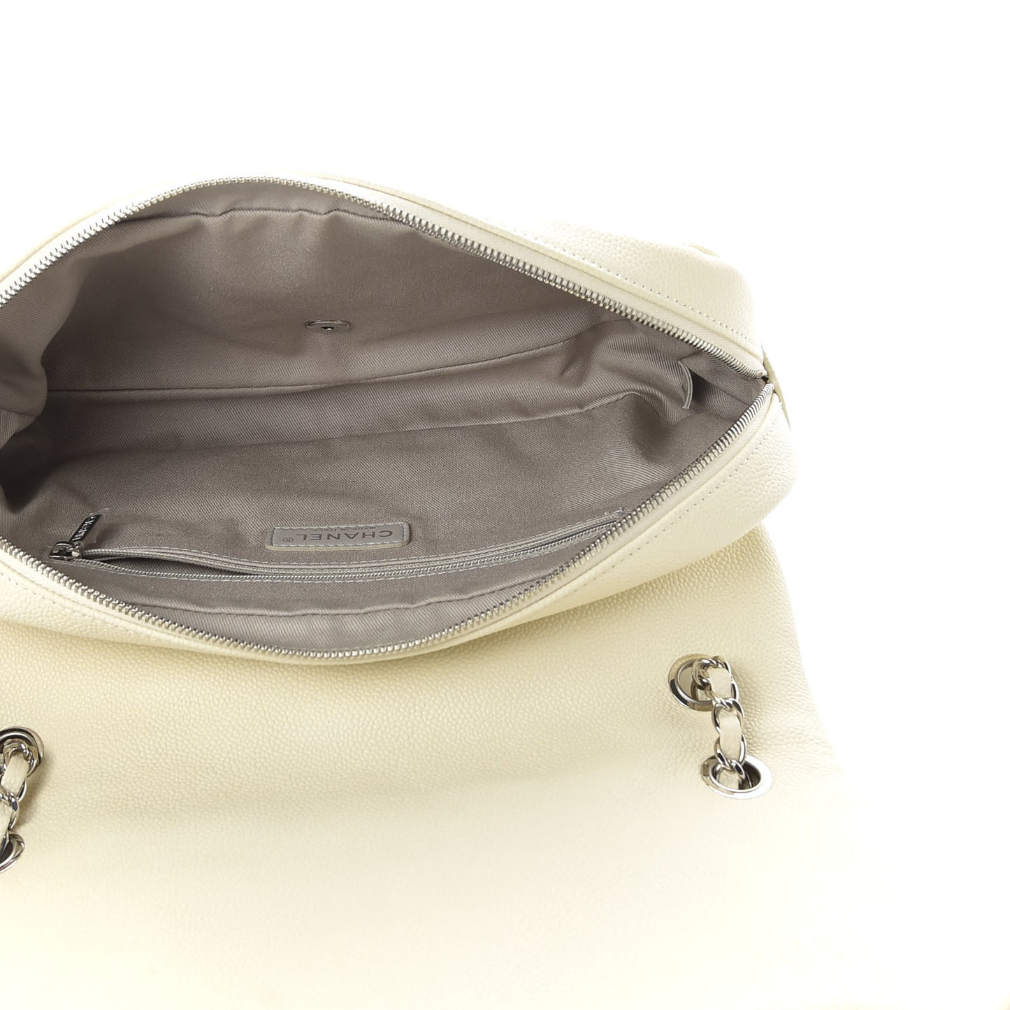 Caviar Quilted Jumbo Easy Flap Dark White